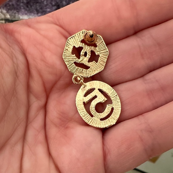 CHANEL Gold and Silver Number 5 Earrings - Picture 5 of 5